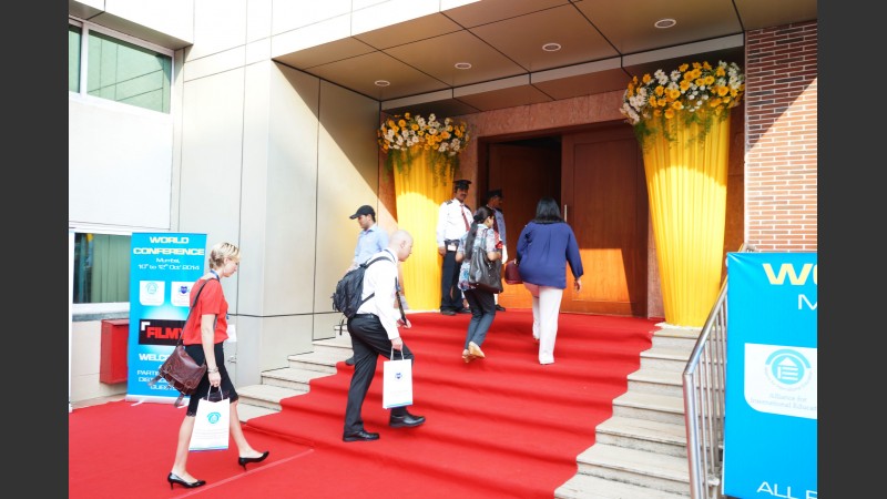 Delegates arriving at main hall